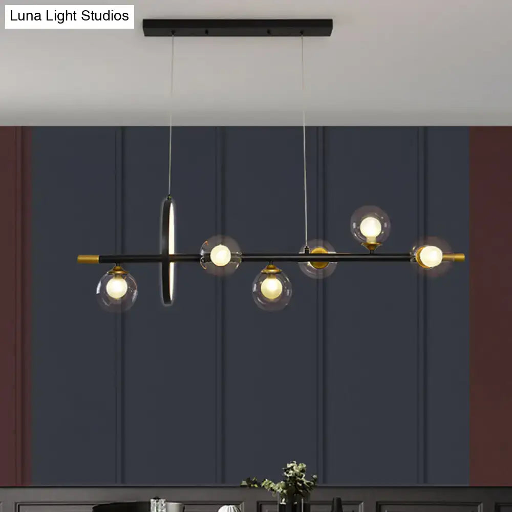 Modern black & brass molecular island chandelier dining room light