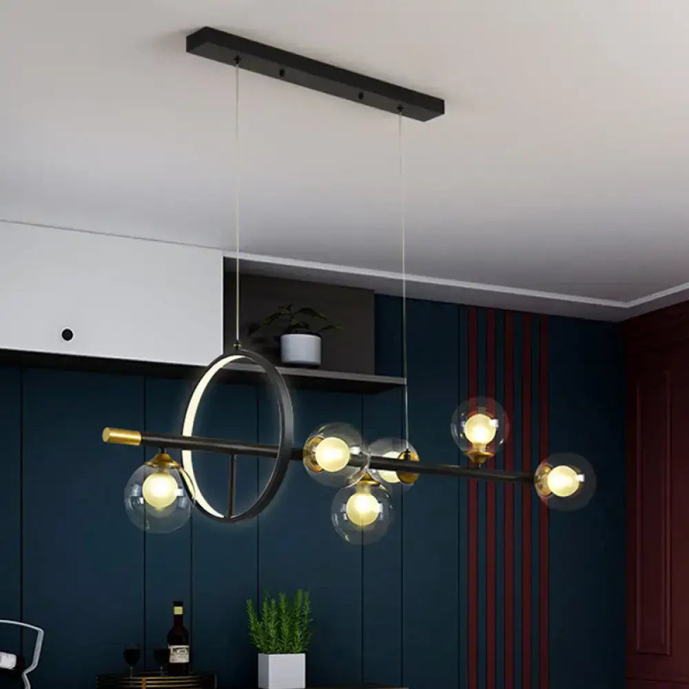 Modern black & brass molecular island chandelier dining room light