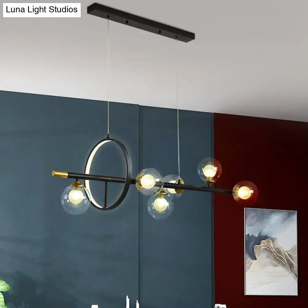 Modern black & brass molecular island chandelier dining room light
