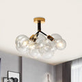 Modern brass and black bubble semi flush ceiling light foyer