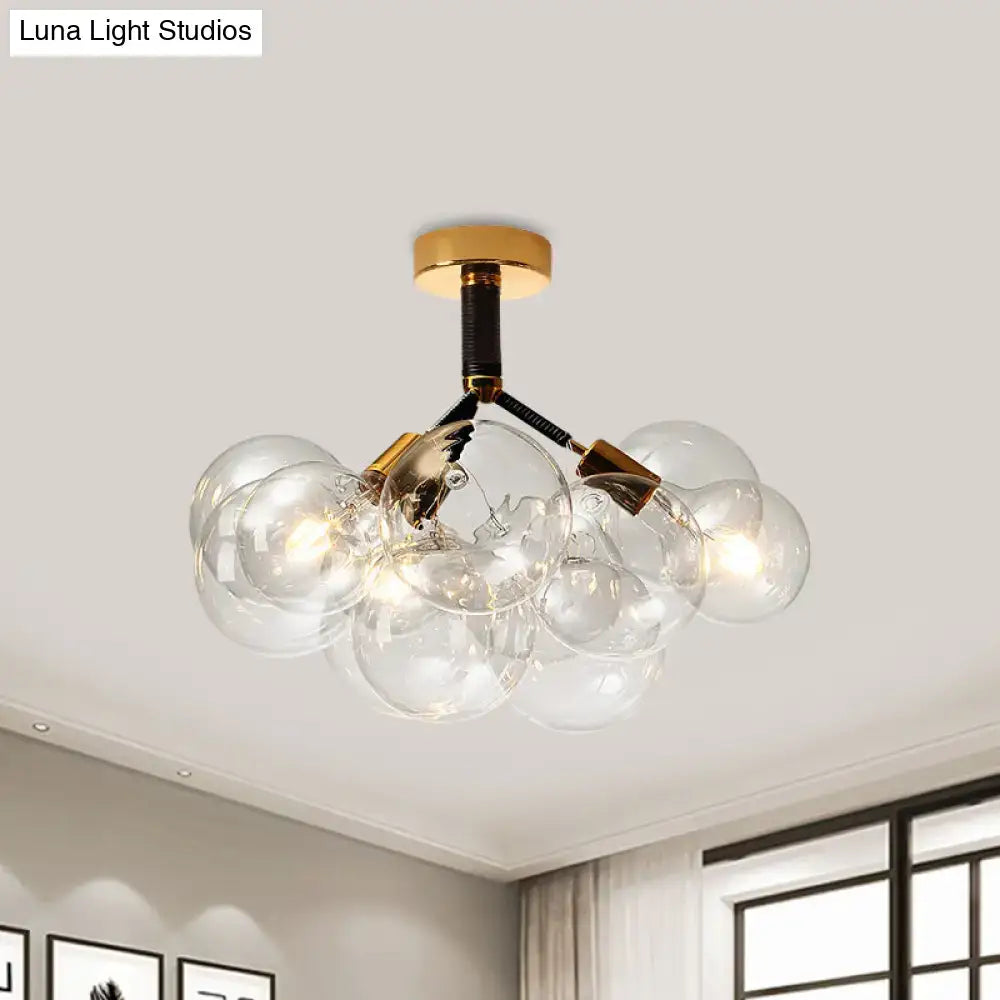 Modern brass and black bubble semi flush ceiling light foyer