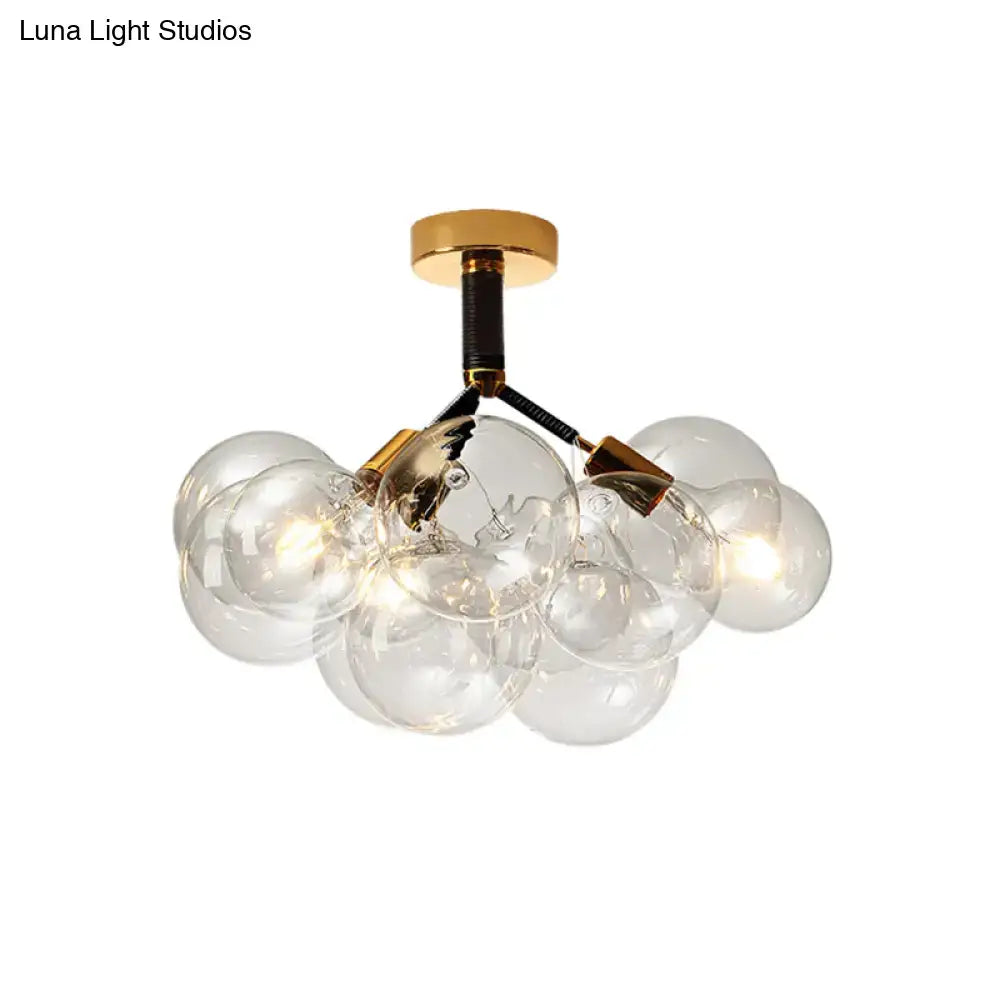Modern brass and black bubble semi flush ceiling light foyer