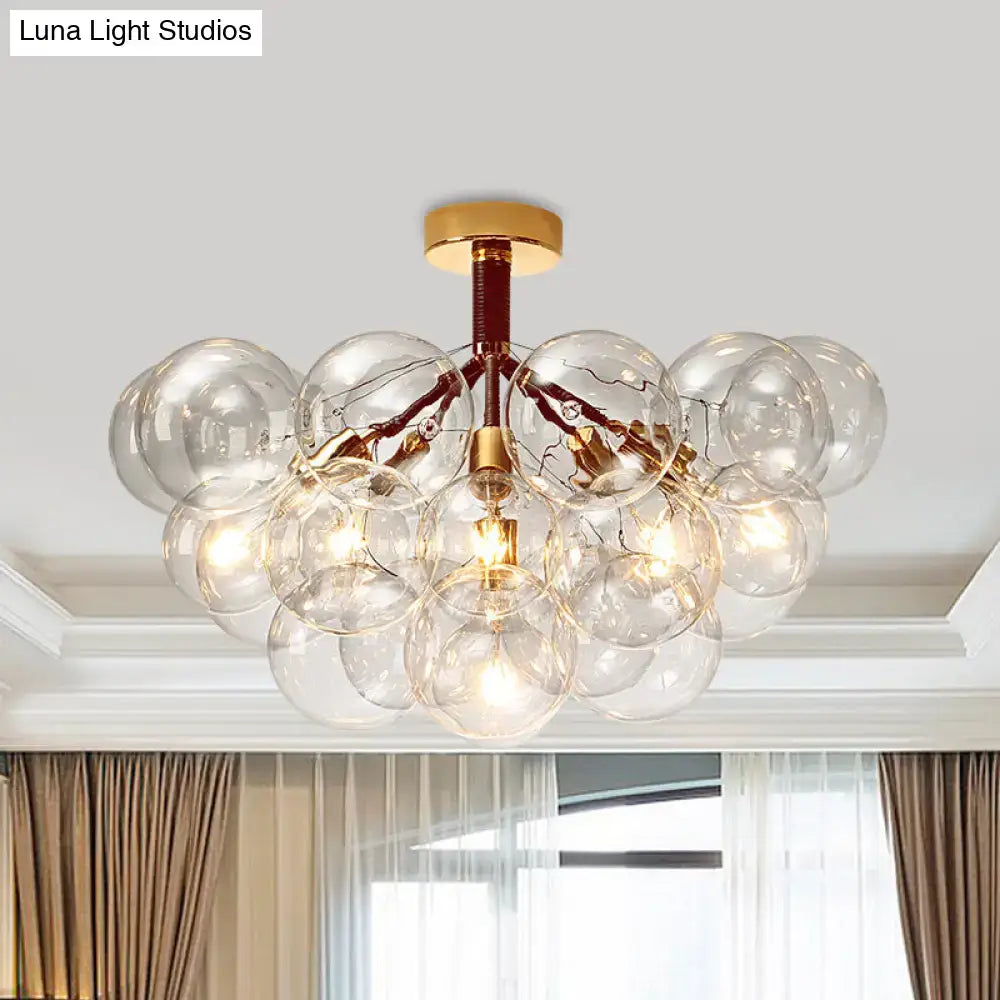 Modern brass and black bubble semi flush ceiling light foyer