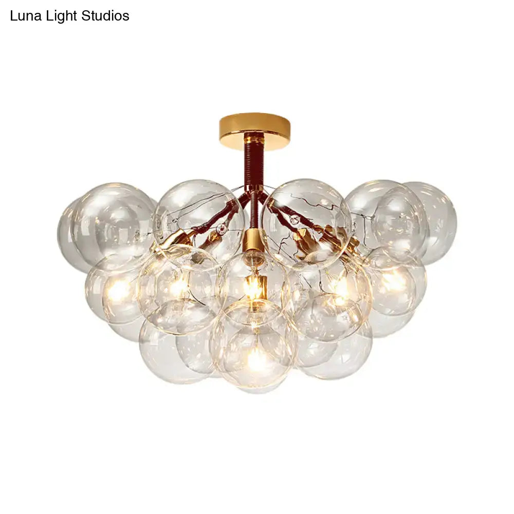 Modern brass and black bubble semi flush ceiling light foyer