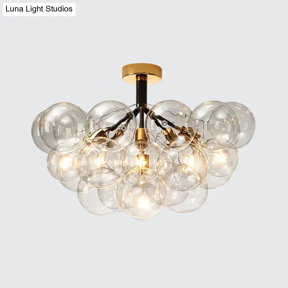 Modern brass and black bubble semi flush ceiling light foyer