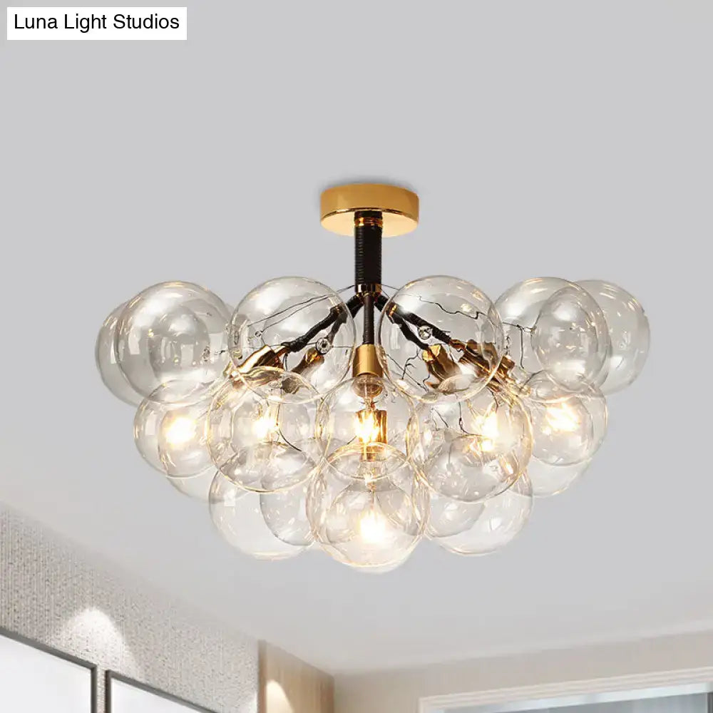 Modern brass and black bubble semi flush ceiling light foyer