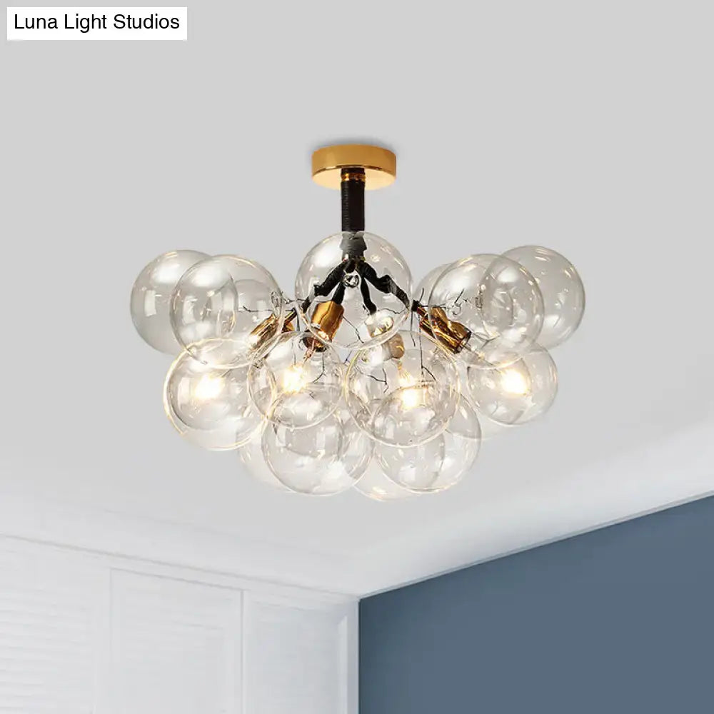Modern brass and black bubble semi flush ceiling light foyer