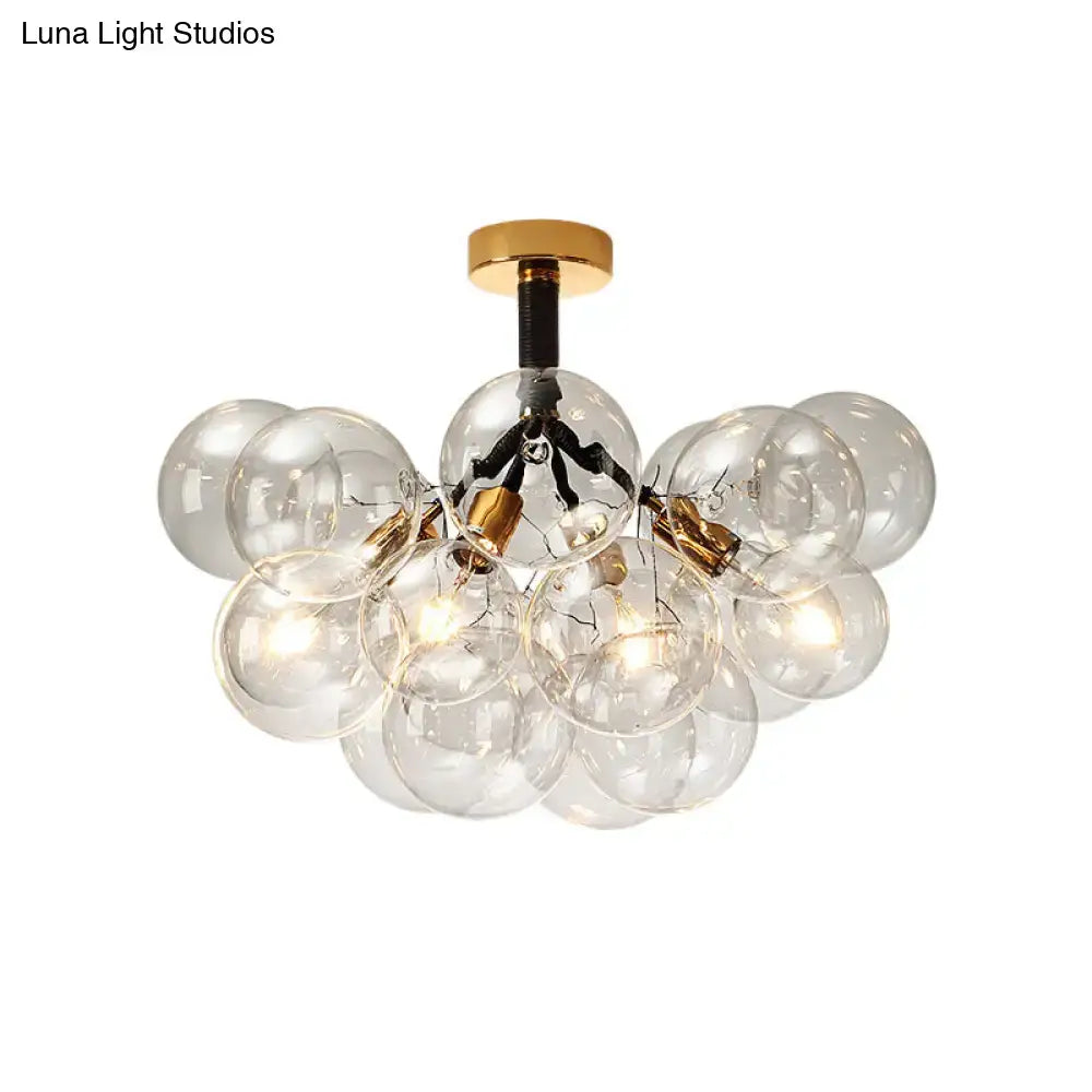 Modern brass and black bubble semi flush ceiling light foyer