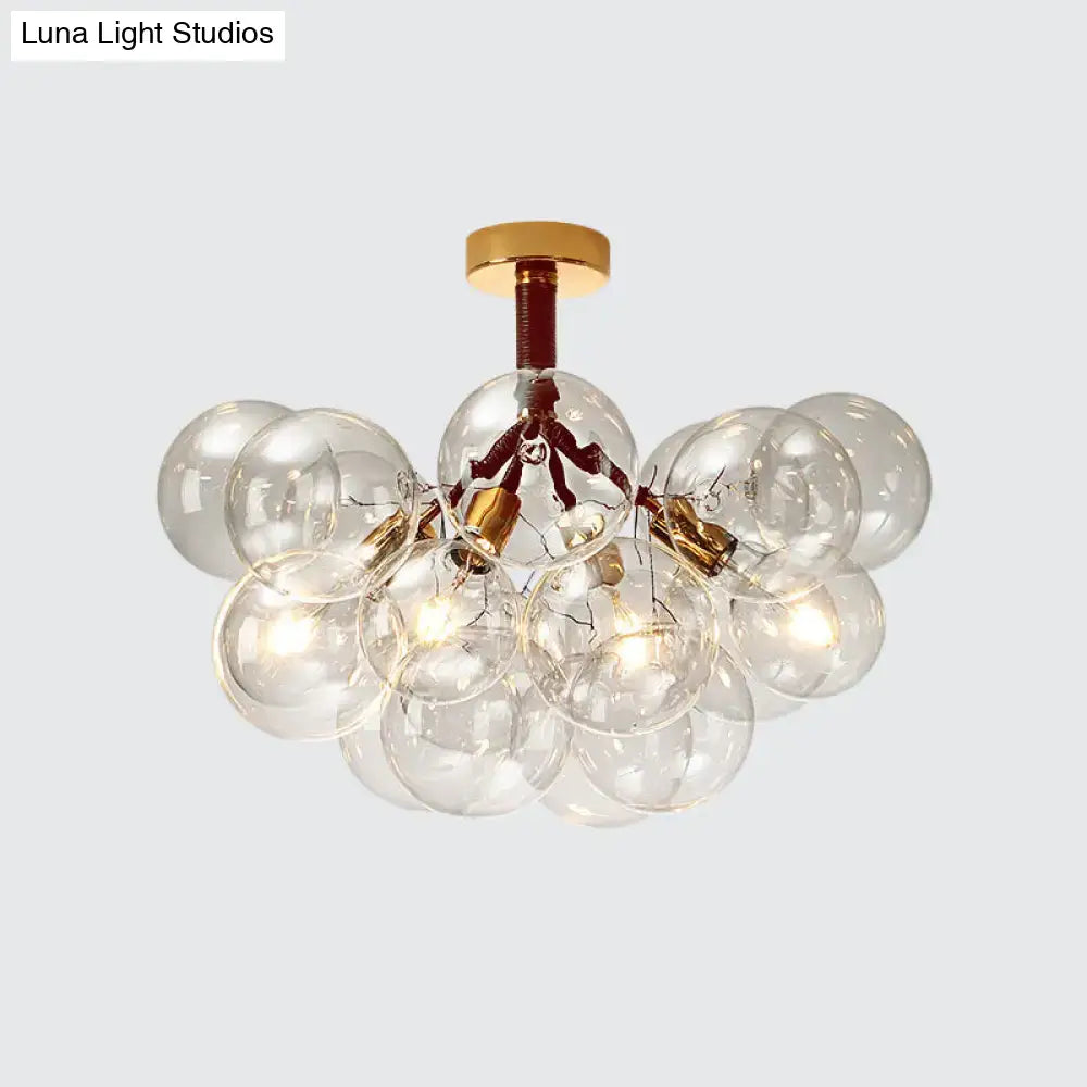 Modern brass and black bubble semi flush ceiling light foyer