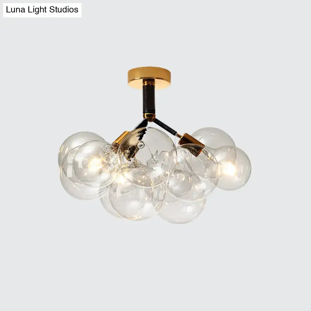 Modern brass and black bubble semi flush ceiling light foyer