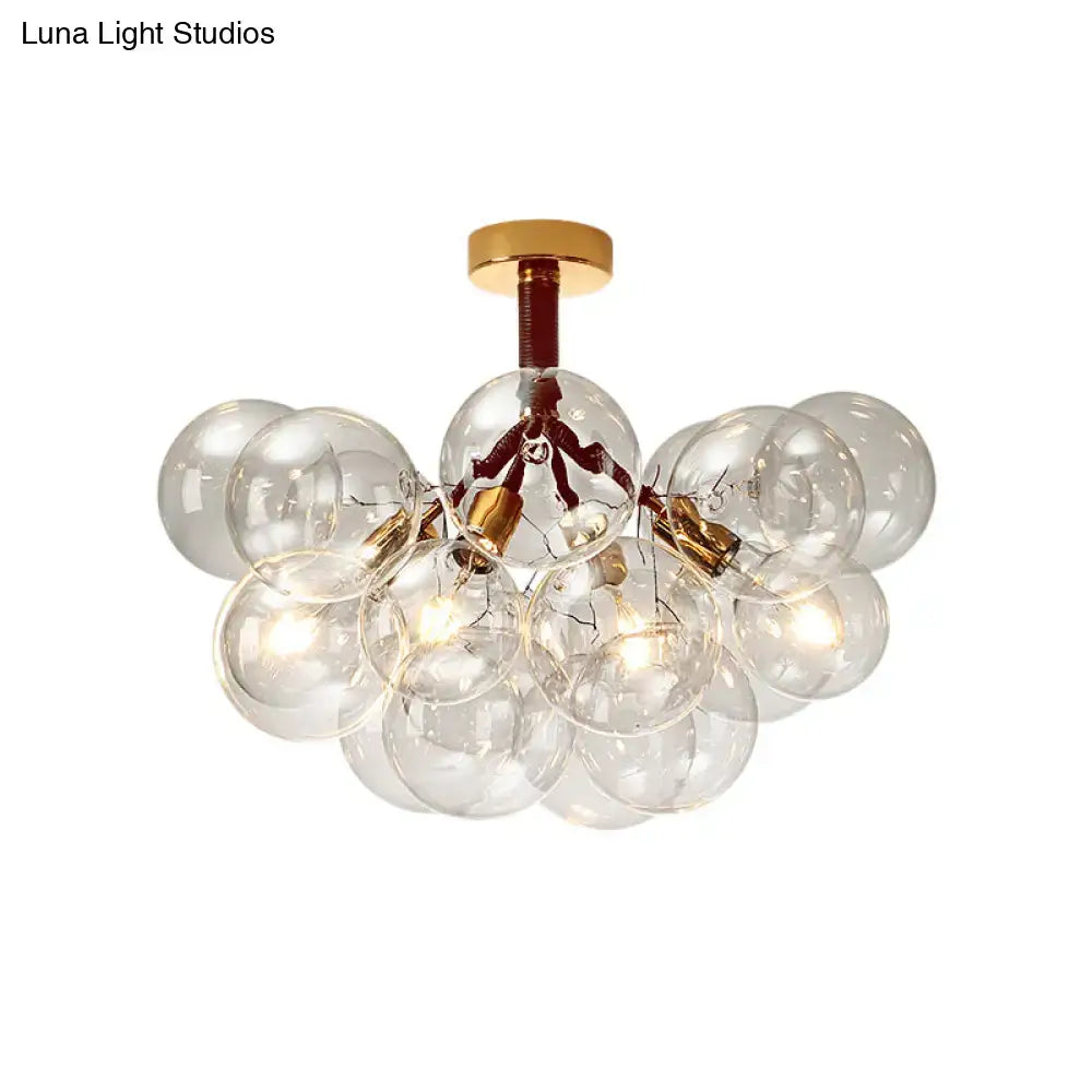 Modern brass and black bubble semi flush ceiling light foyer