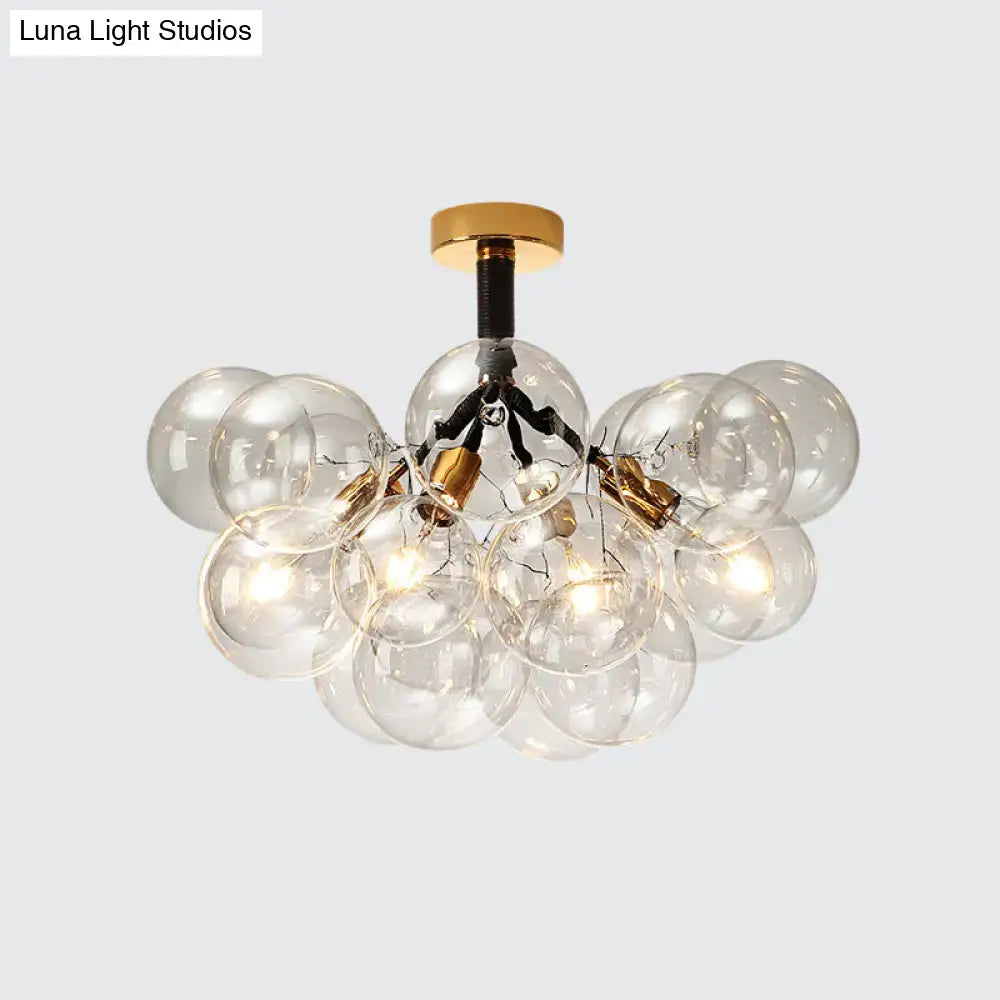 Modern brass and black bubble semi flush ceiling light foyer