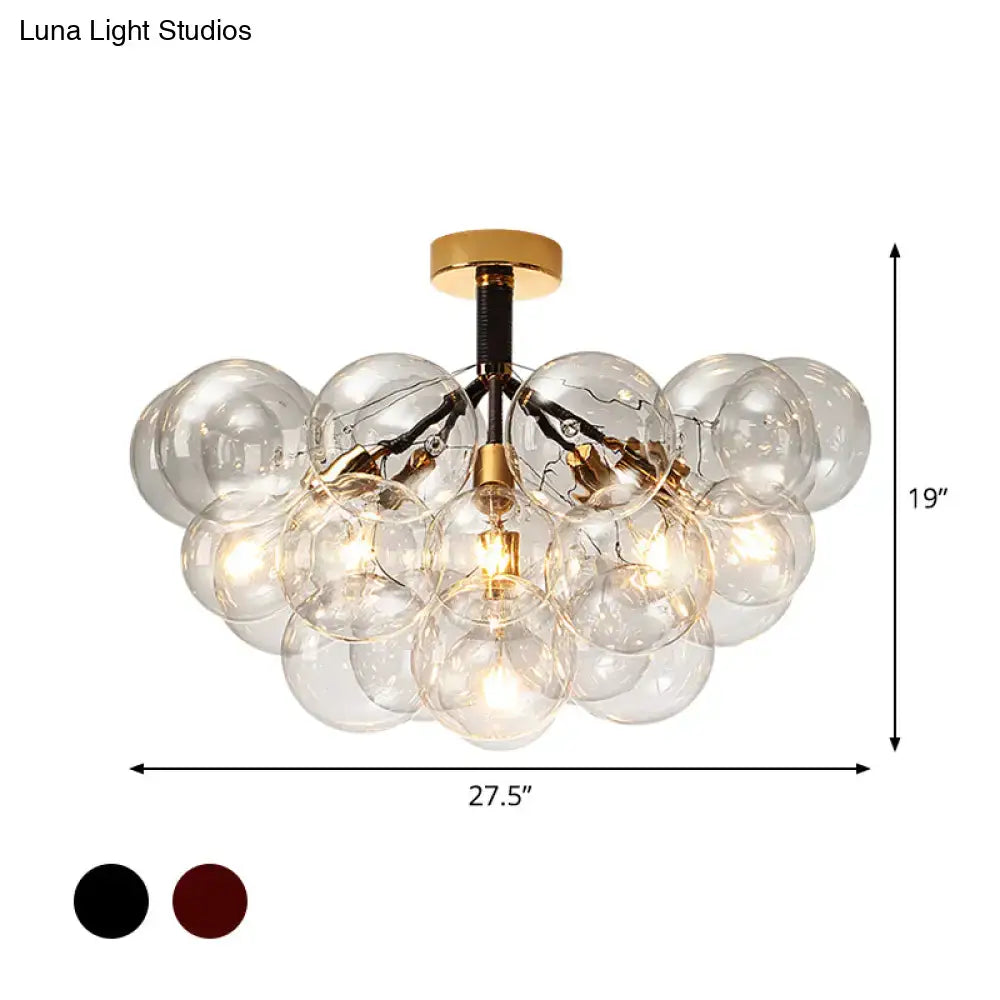 Modern brass and black bubble semi flush ceiling light foyer