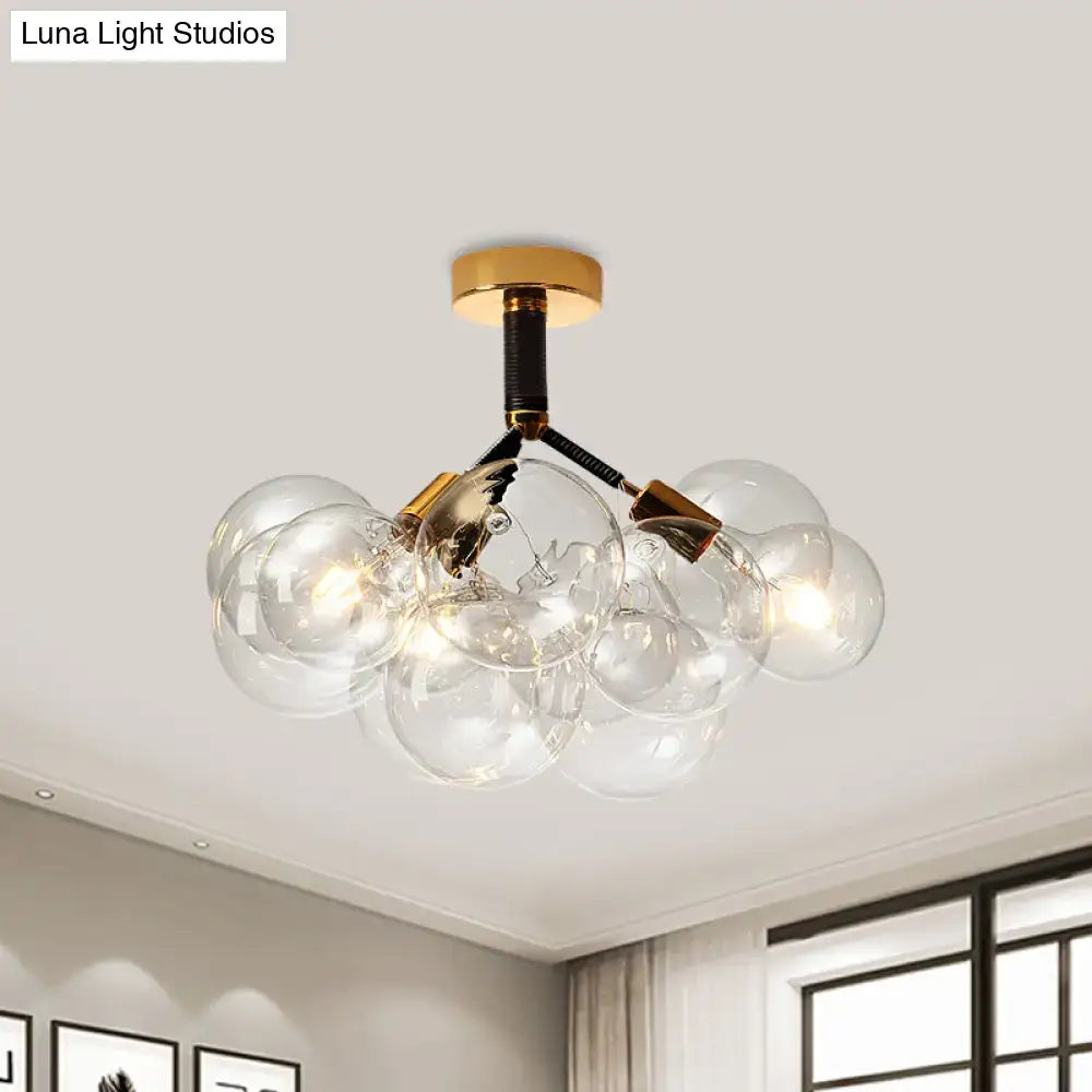 Modern brass and black bubble semi flush ceiling light foyer