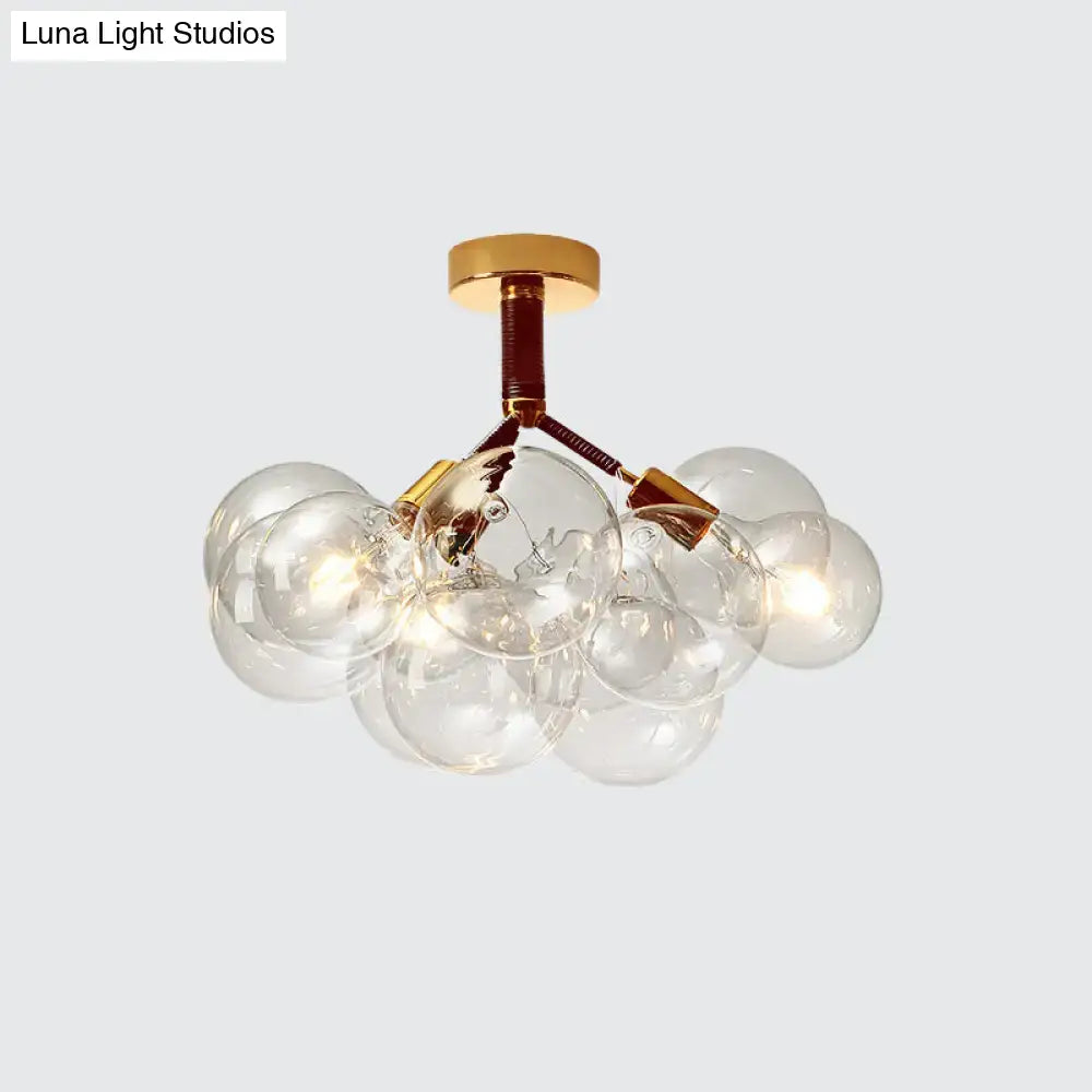 Modern brass and black bubble semi flush ceiling light foyer