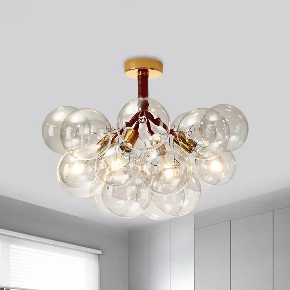 Modern brass and black bubble semi flush ceiling light foyer