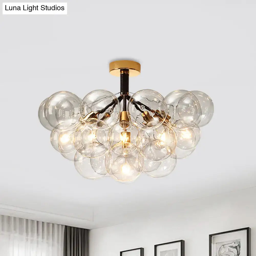 Modern brass and black bubble semi flush ceiling light foyer