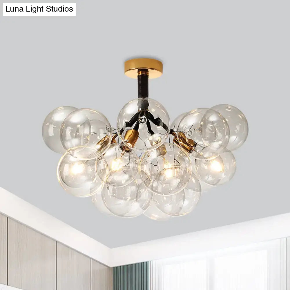 Modern brass and black bubble semi flush ceiling light foyer