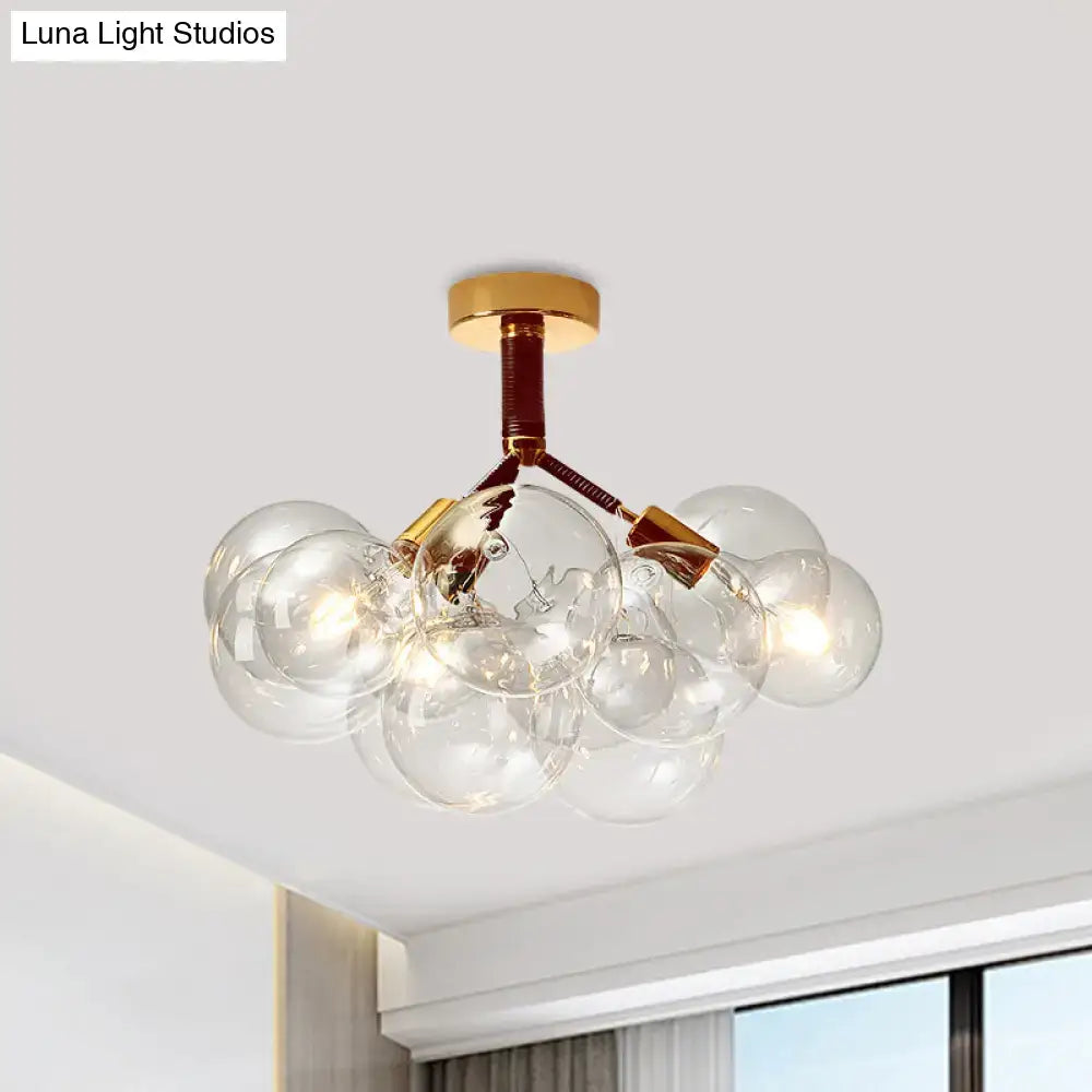 Modern brass and black bubble semi flush ceiling light foyer