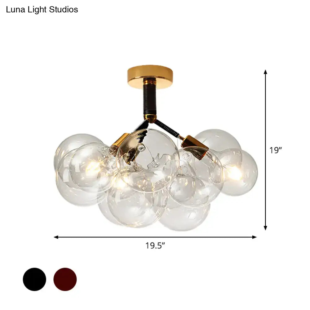 Modern brass and black bubble semi flush ceiling light foyer