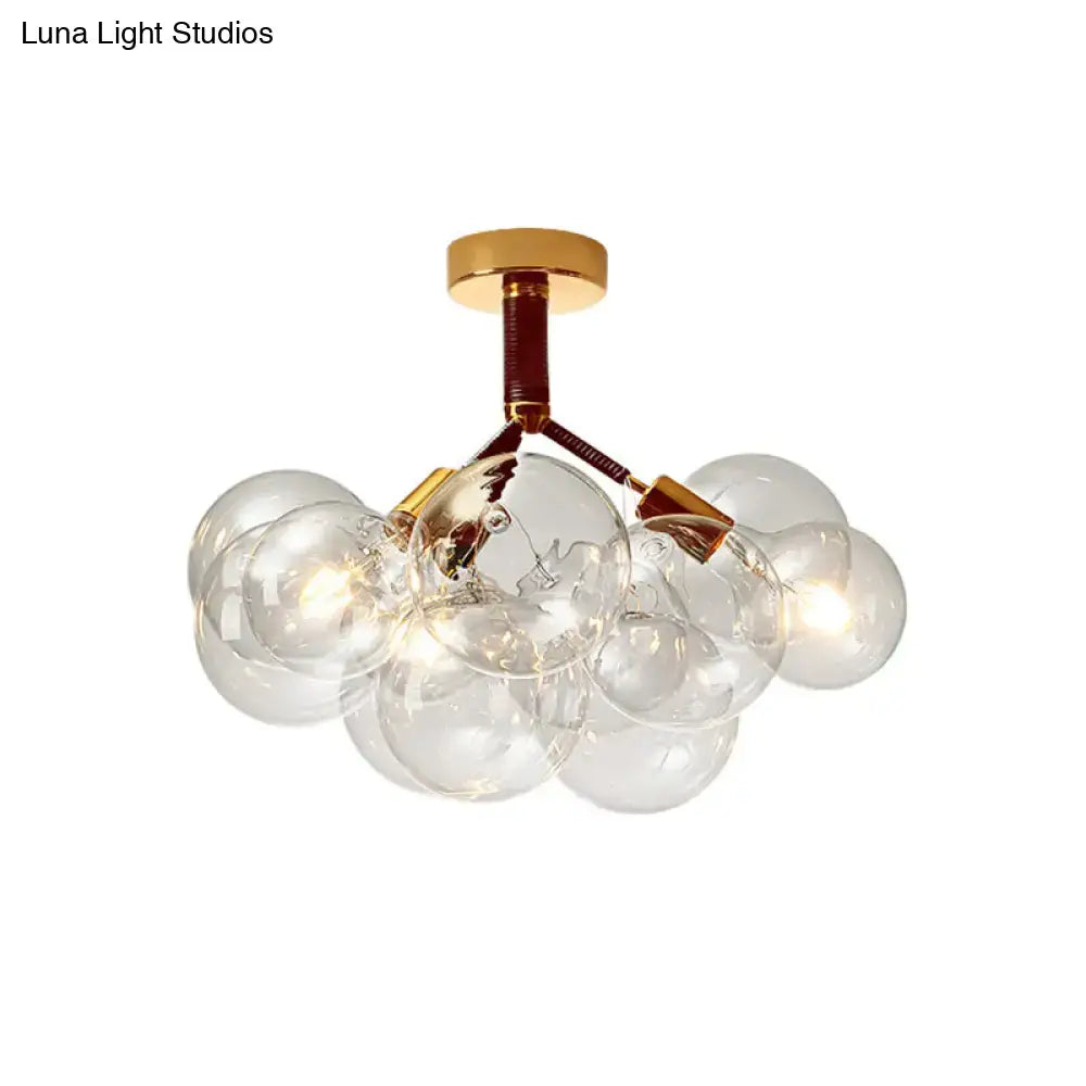 Modern brass and black bubble semi flush ceiling light foyer
