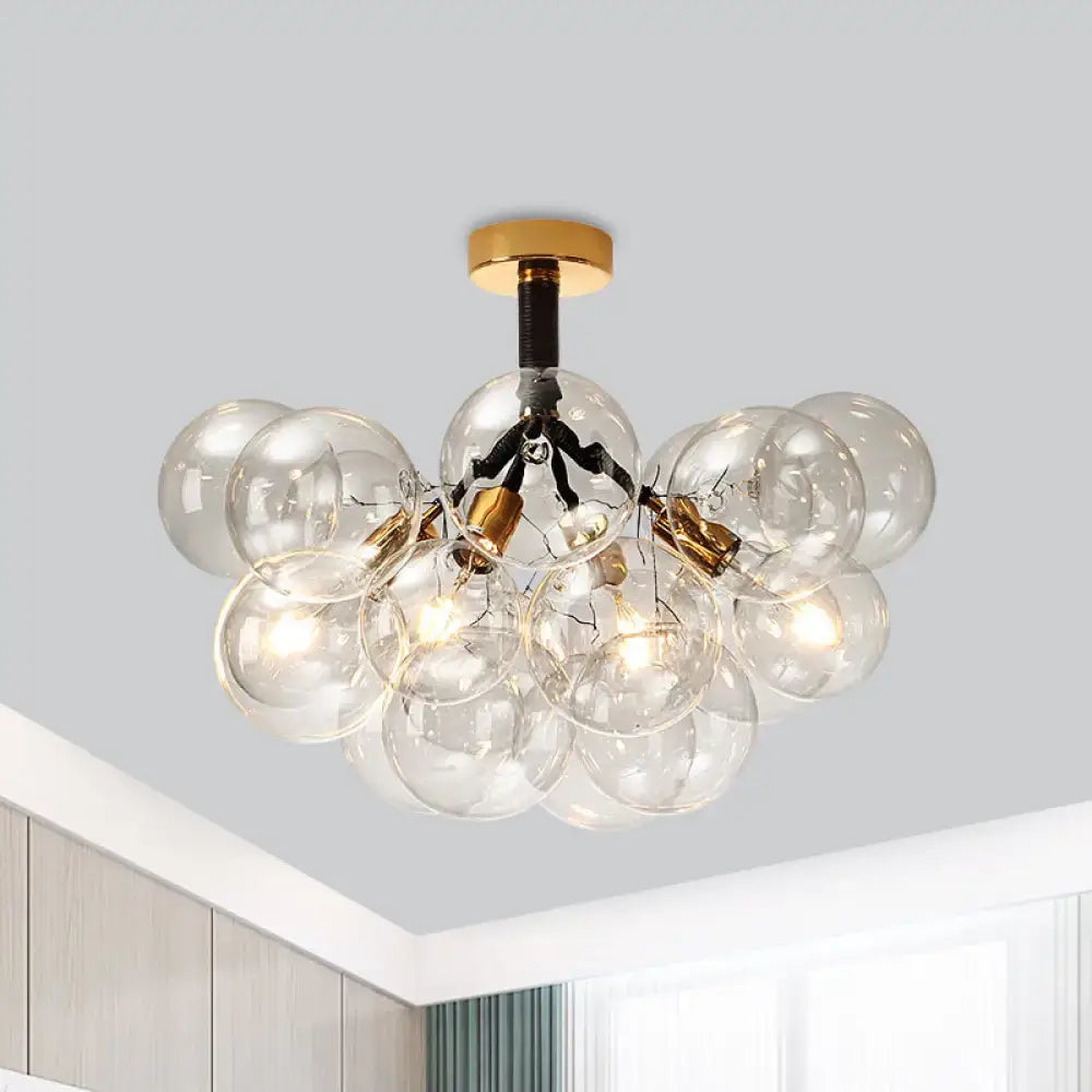 Modern brass and black bubble semi flush ceiling light foyer