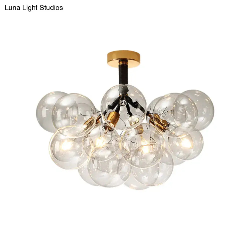 Modern brass and black bubble semi flush ceiling light foyer