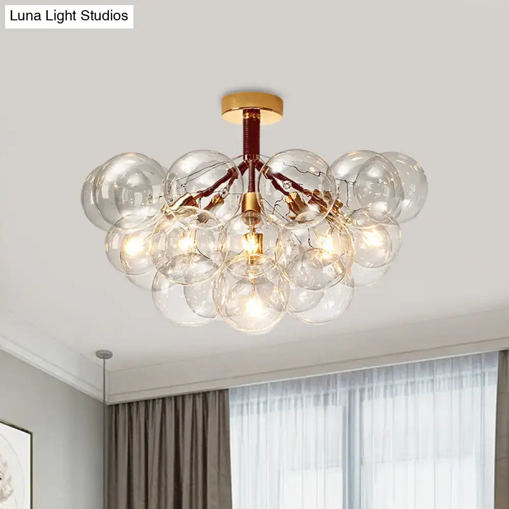 Modern brass and black bubble semi flush ceiling light foyer