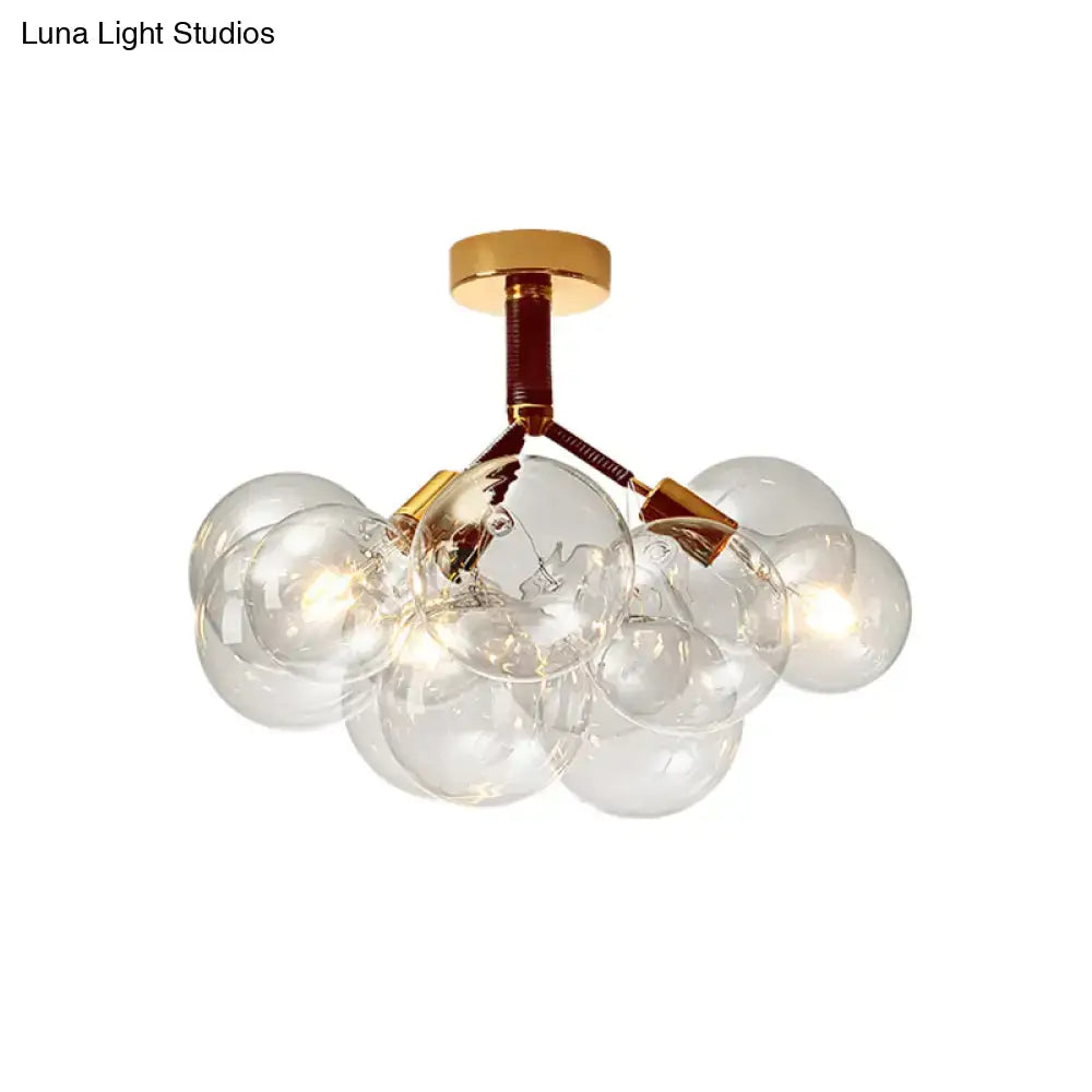 Modern brass and black bubble semi flush ceiling light foyer