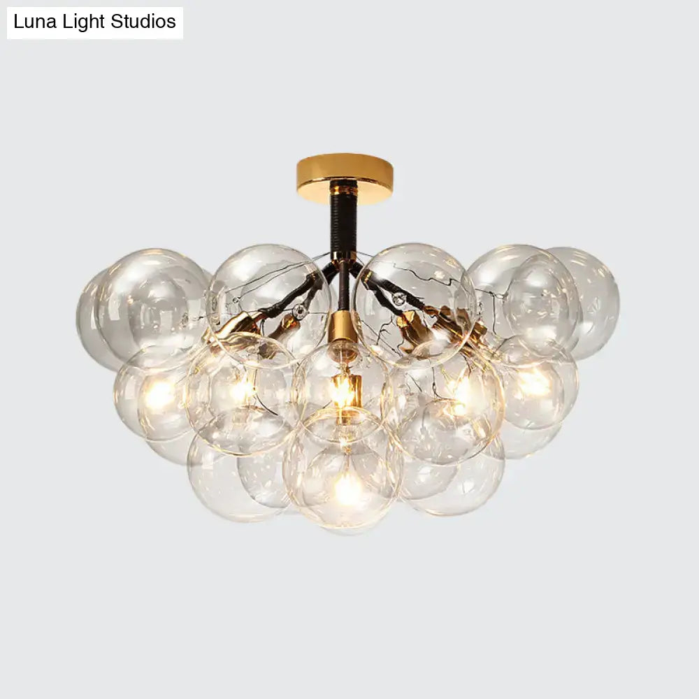 Modern brass and black bubble semi flush ceiling light foyer