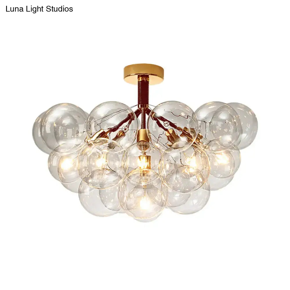 Modern brass and black bubble semi flush ceiling light foyer