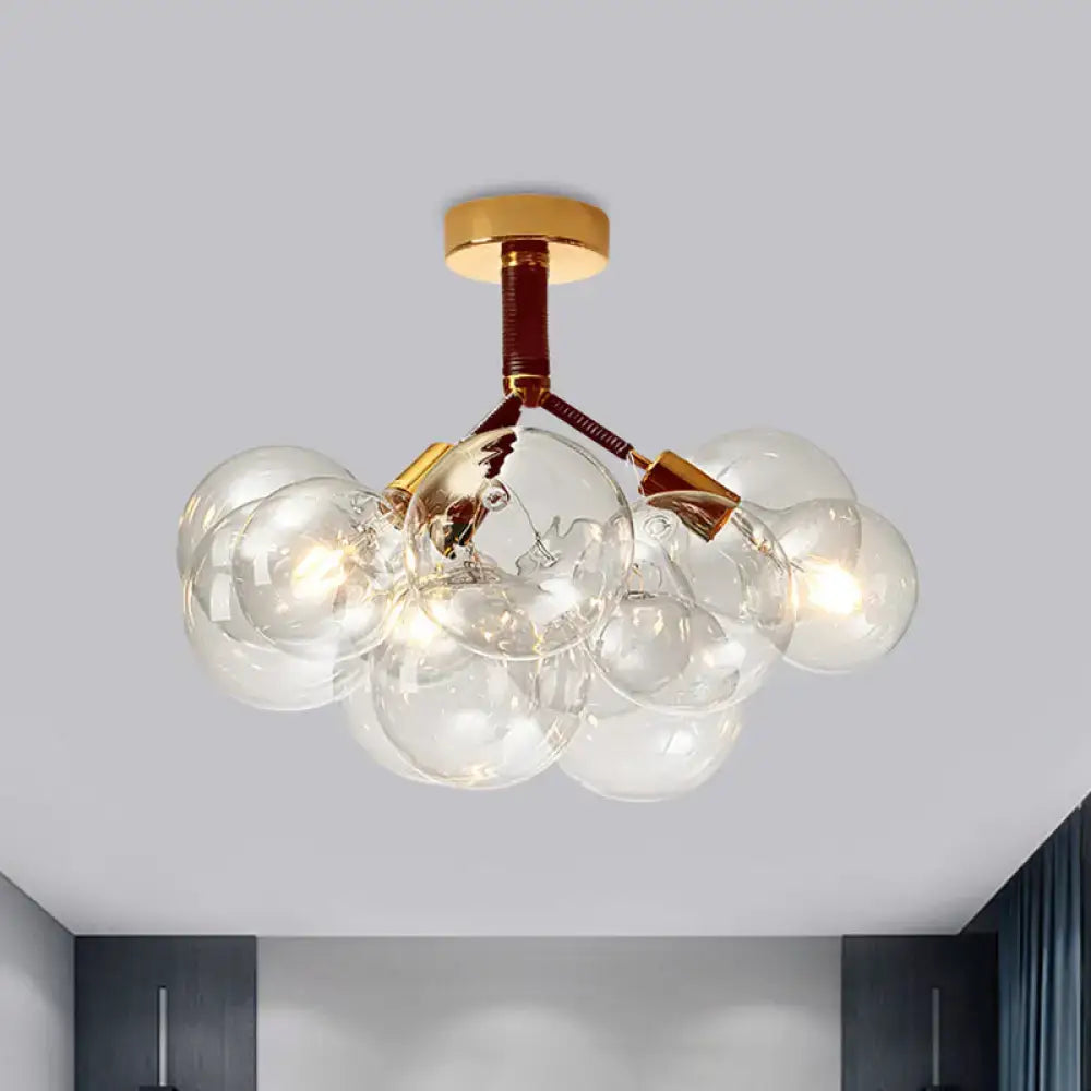 Modern brass and black bubble semi flush ceiling light foyer