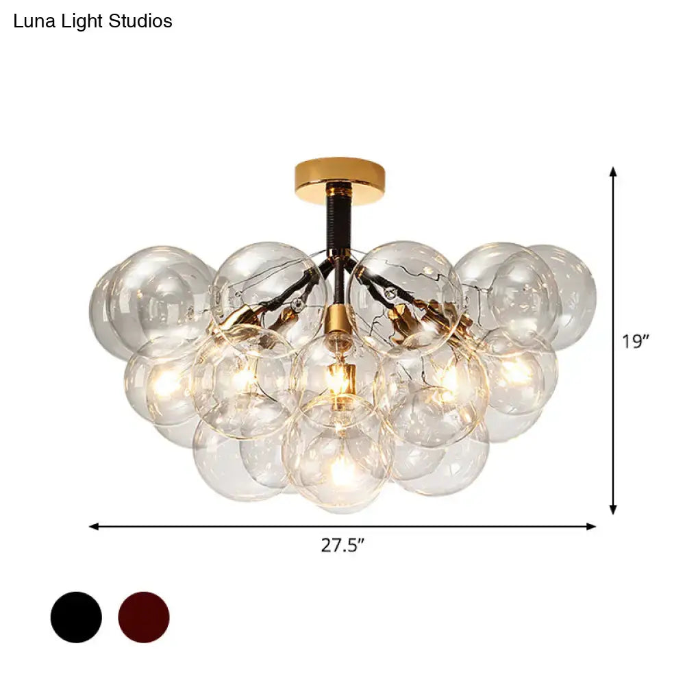 Modern brass and black bubble semi flush ceiling light foyer