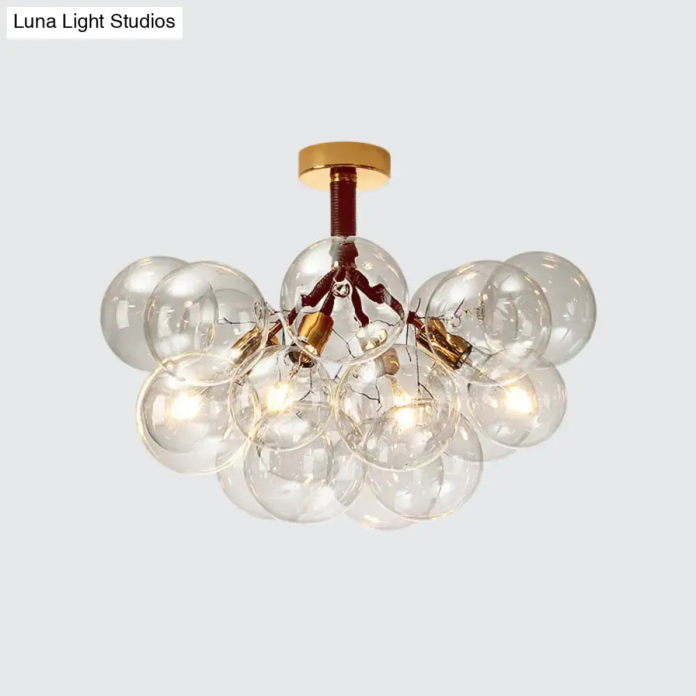 Modern brass and black bubble semi flush ceiling light foyer