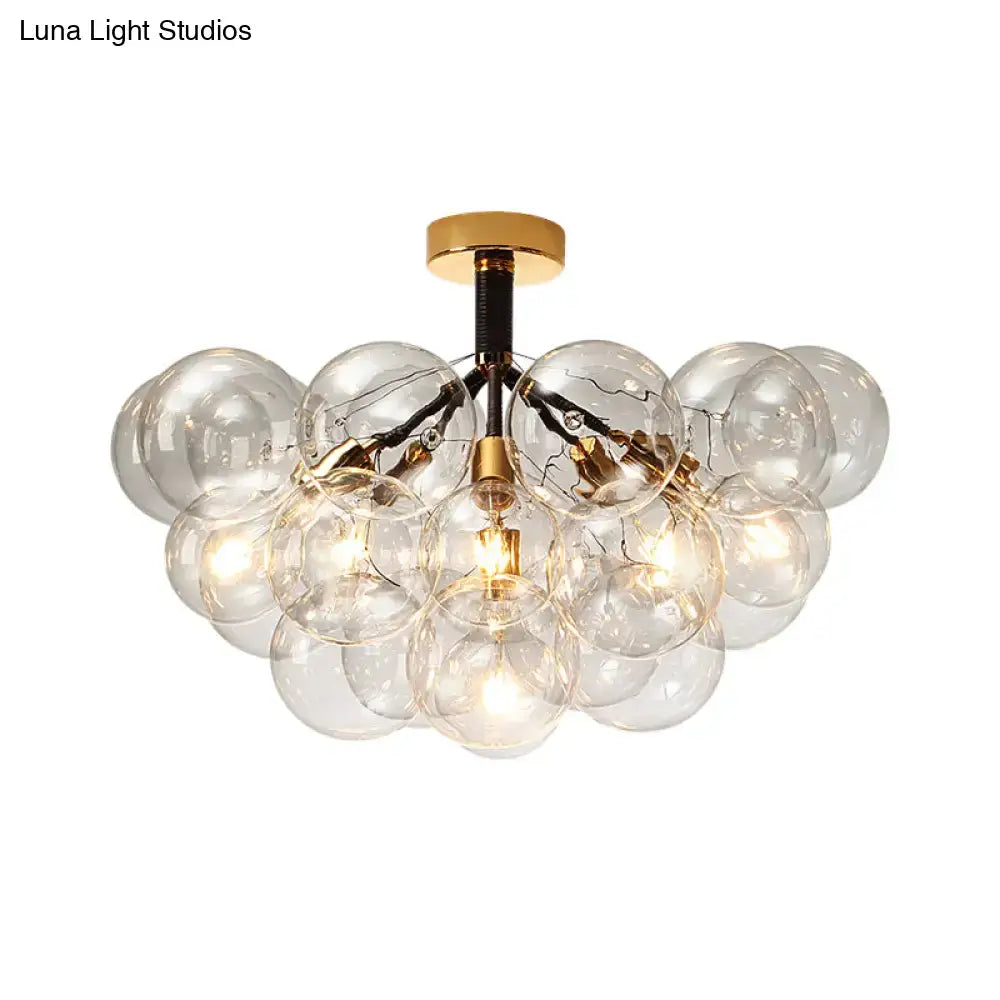 Modern brass and black bubble semi flush ceiling light foyer