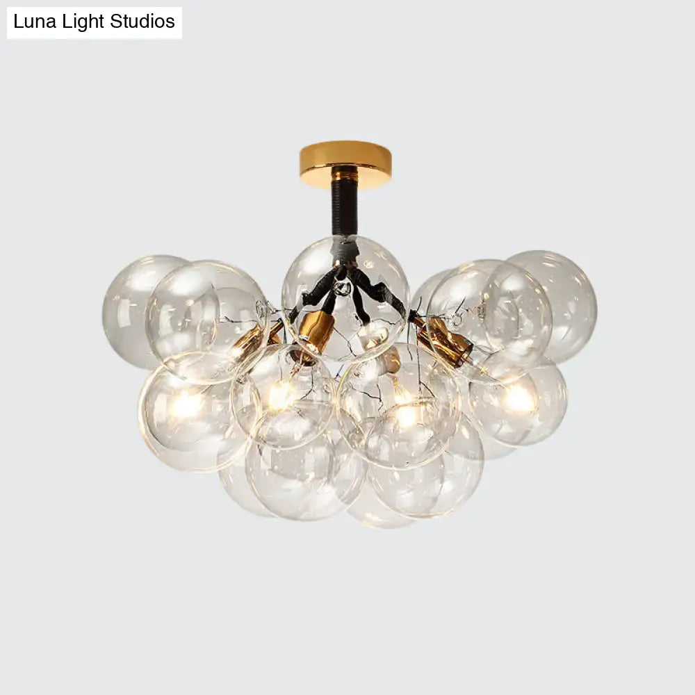 Modern brass and black bubble semi flush ceiling light foyer