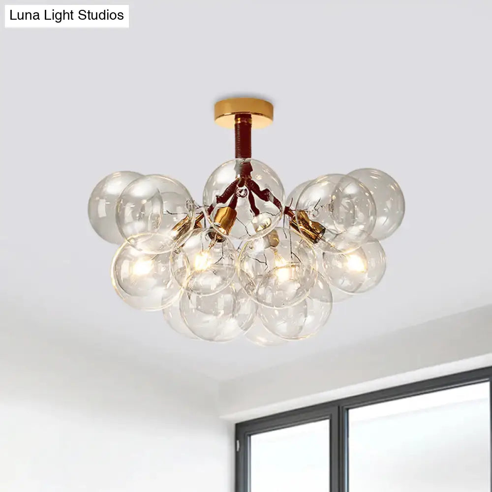 Modern brass and black bubble semi flush ceiling light foyer
