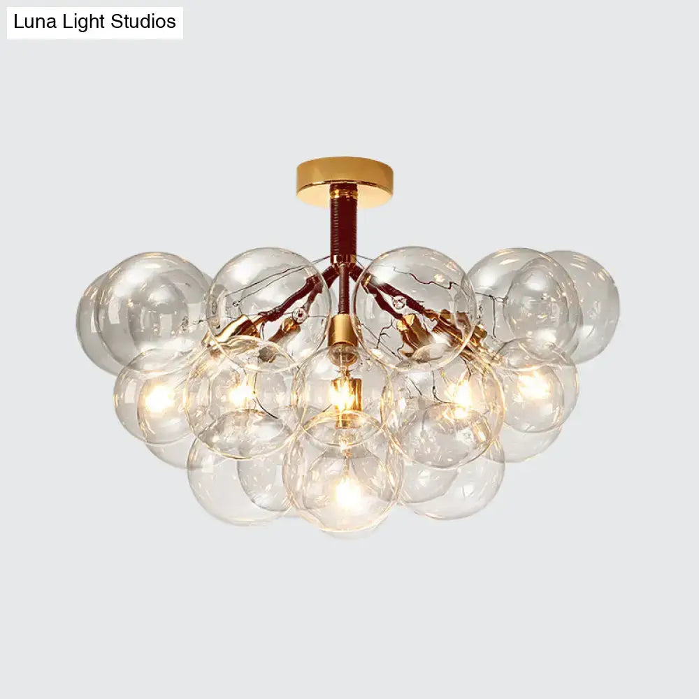 Modern brass and black bubble semi flush ceiling light foyer