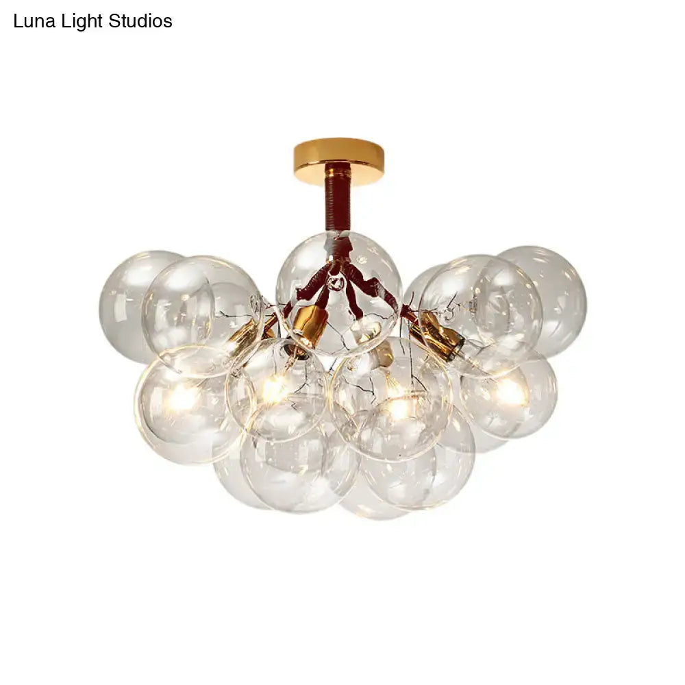 Modern brass and black bubble semi flush ceiling light foyer
