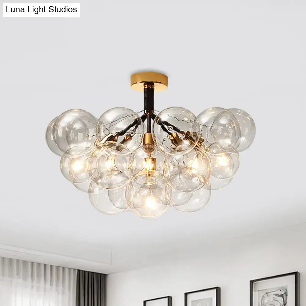 Modern brass and black bubble semi flush ceiling light foyer