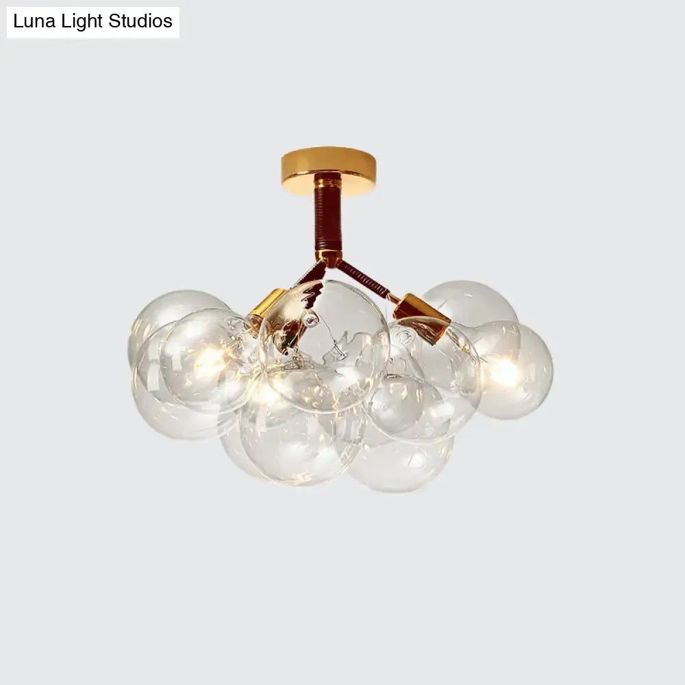 Modern brass and black bubble semi flush ceiling light foyer
