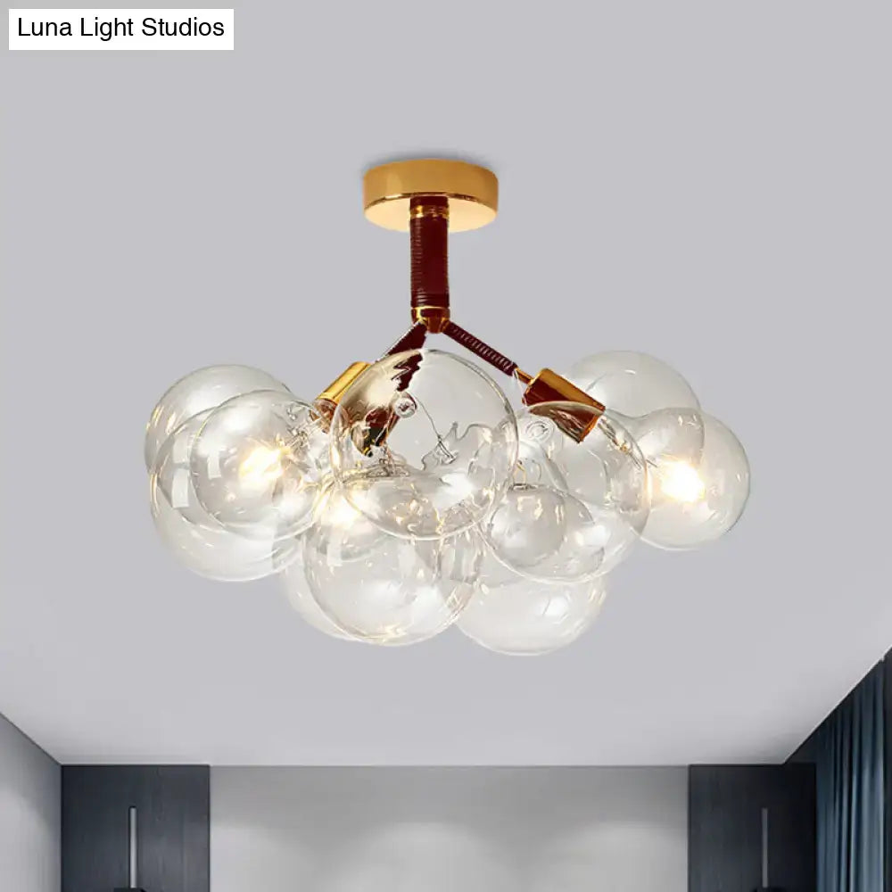 Modern brass and black bubble semi flush ceiling light foyer