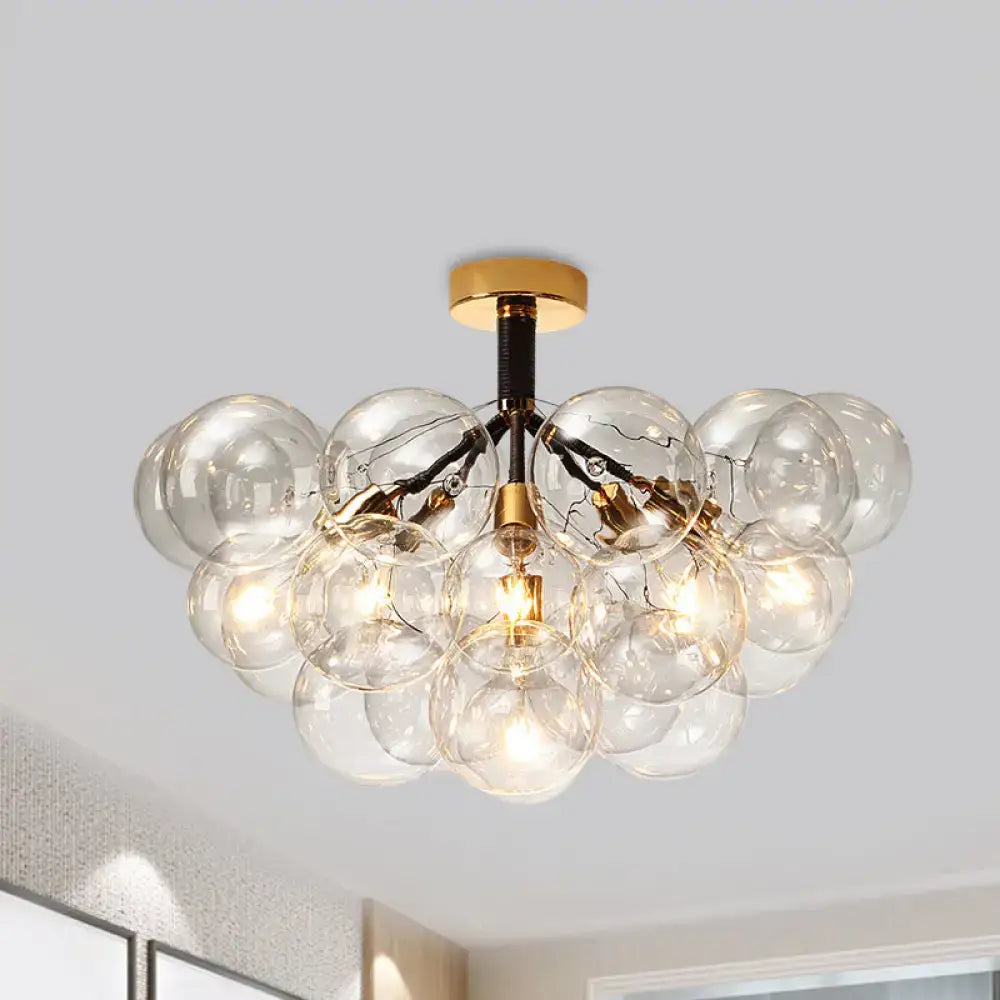Modern brass and black bubble semi flush ceiling light foyer