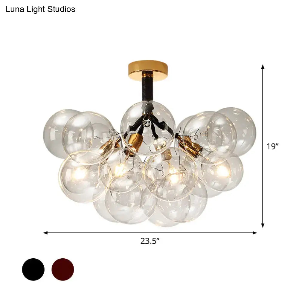 Modern brass and black bubble semi flush ceiling light foyer