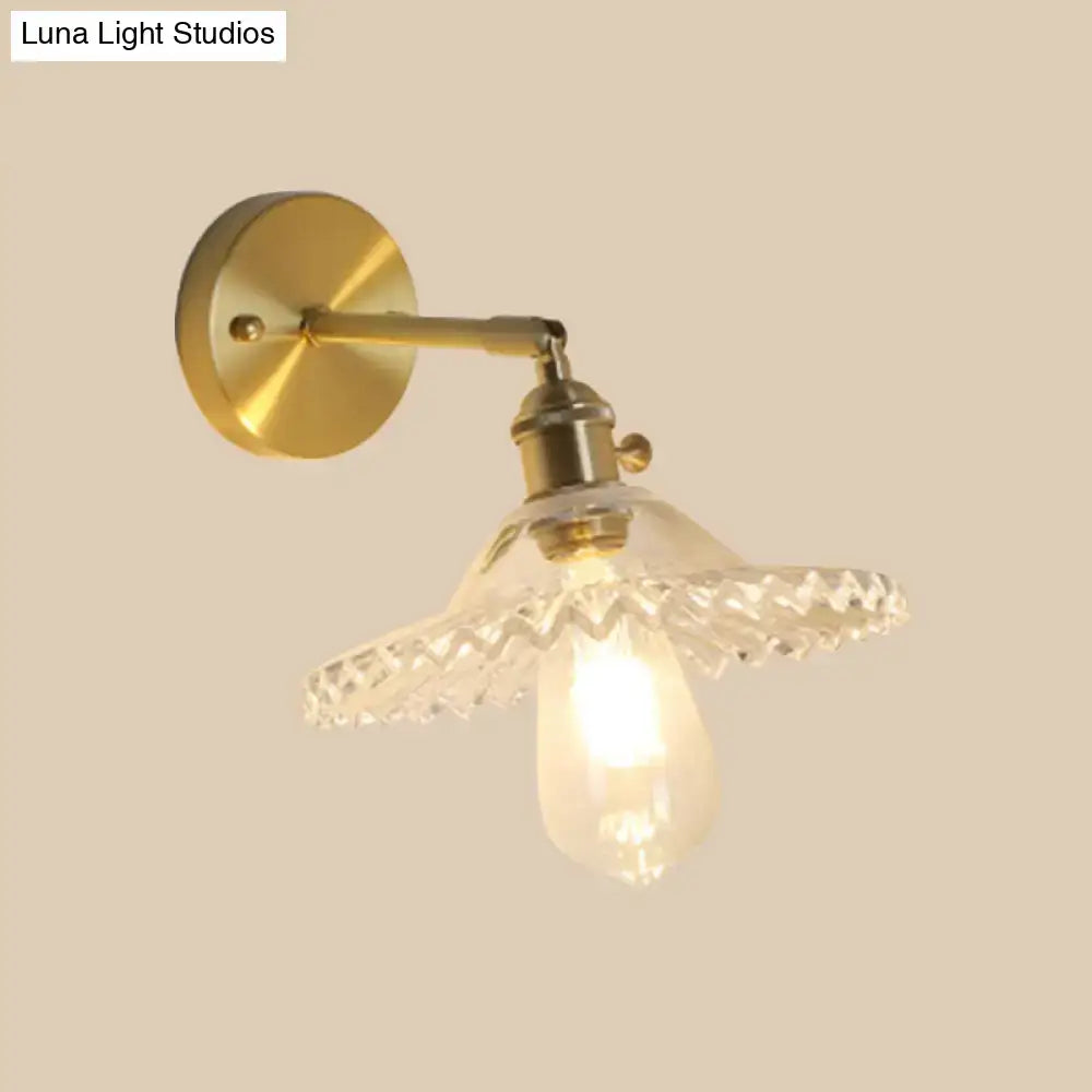 Industrial brass clear glass wall sconce living room light