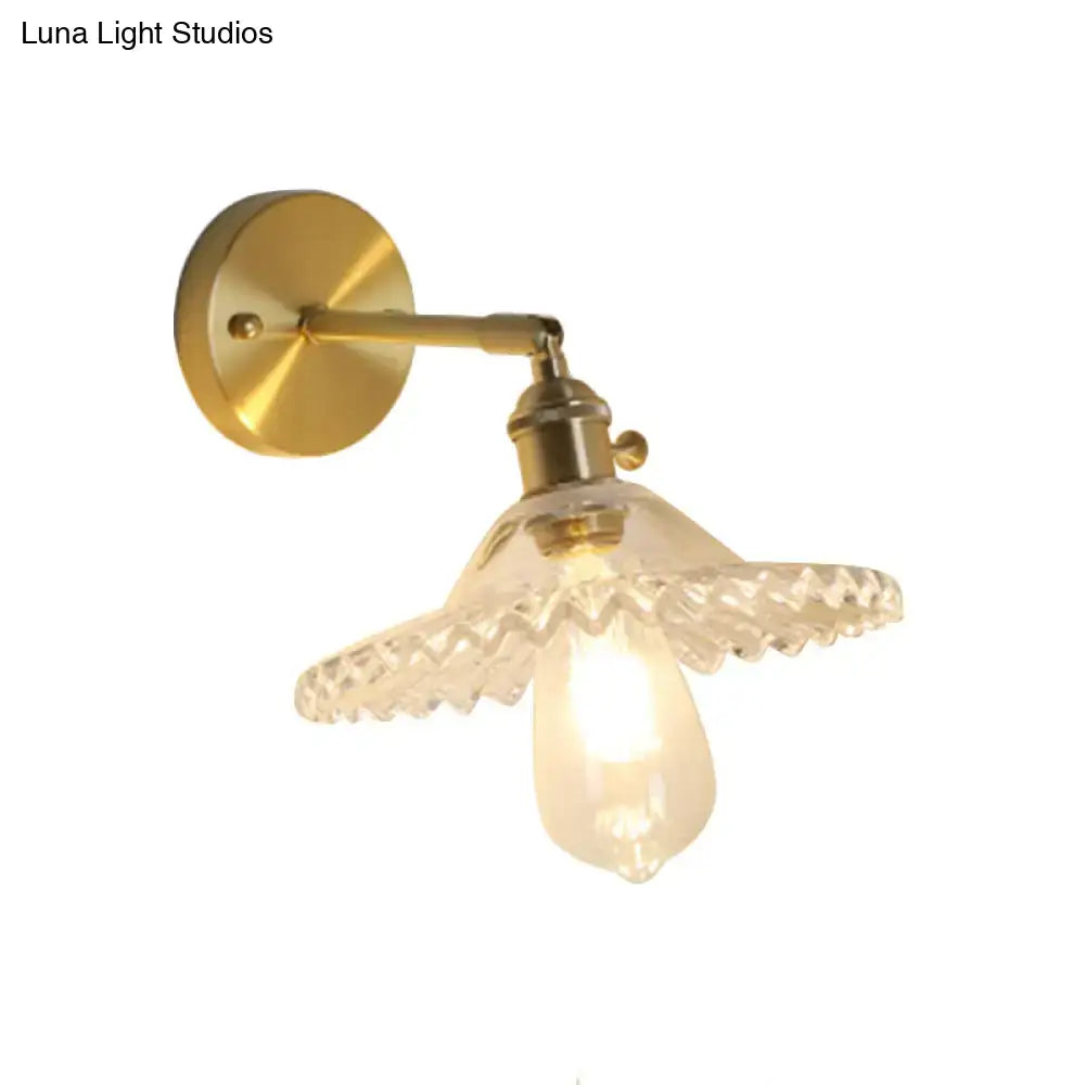 Industrial brass clear glass wall sconce living room light