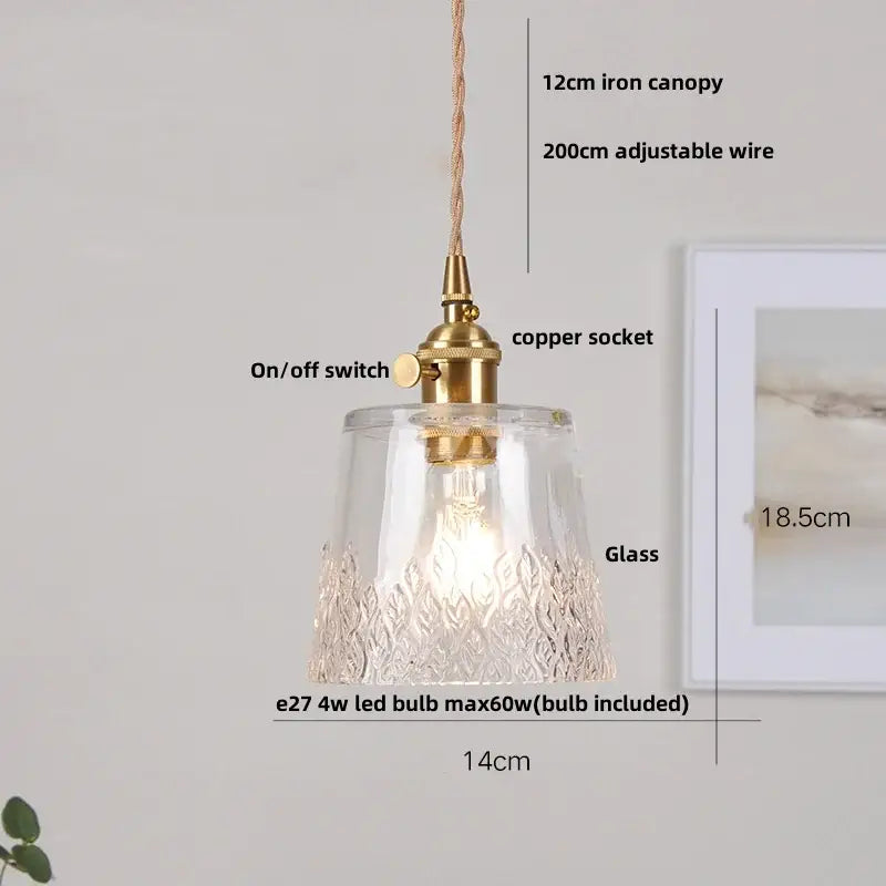 Decorbites clear leaf gold textured glass pendant light dining room