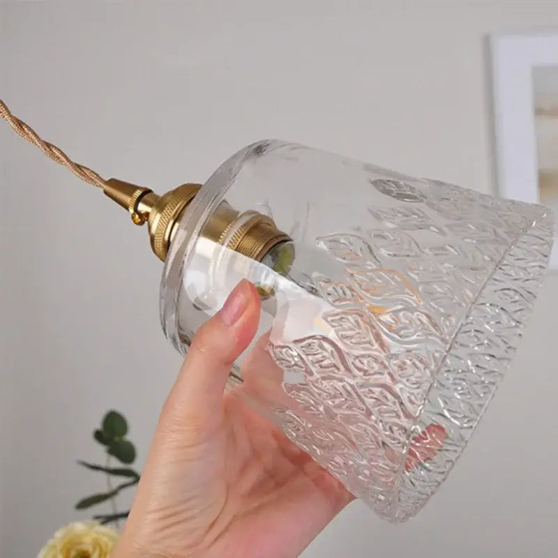 Decorbites clear leaf gold textured glass pendant light dining room