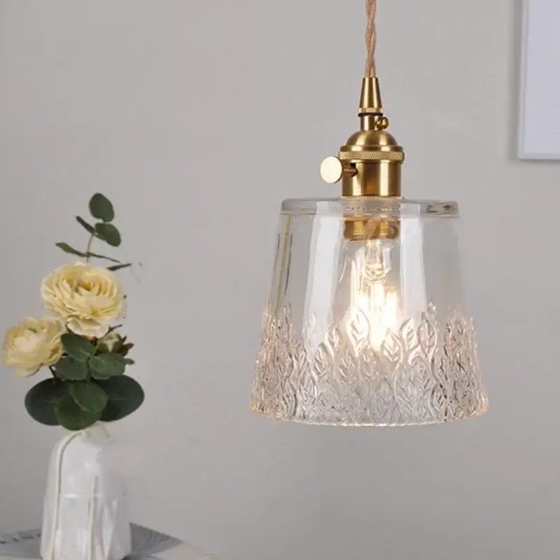 Decorbites clear leaf gold textured glass pendant light dining room