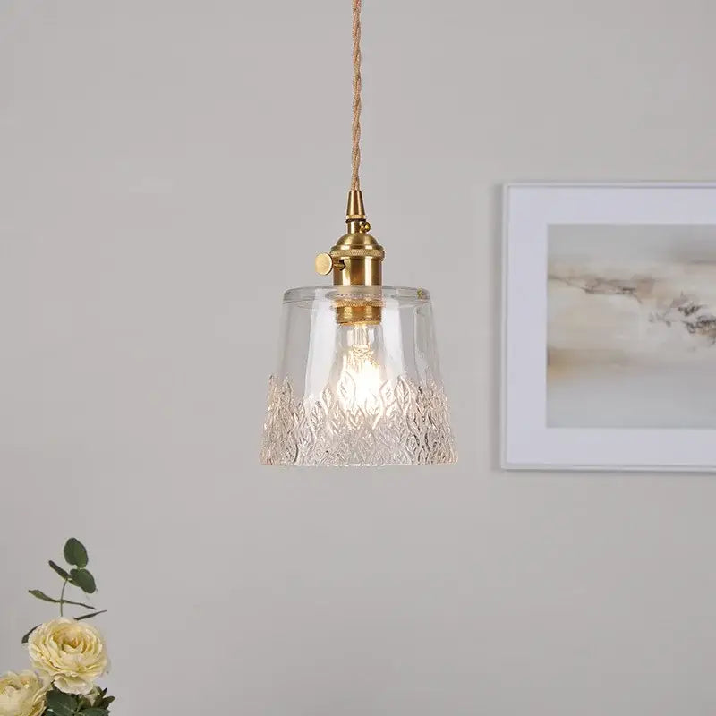 Decorbites clear leaf gold textured glass pendant light dining room